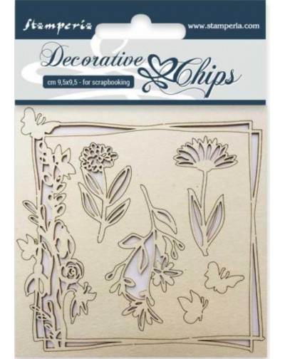 Siluetas madera 9,5x9,5 Flores y Mariposas