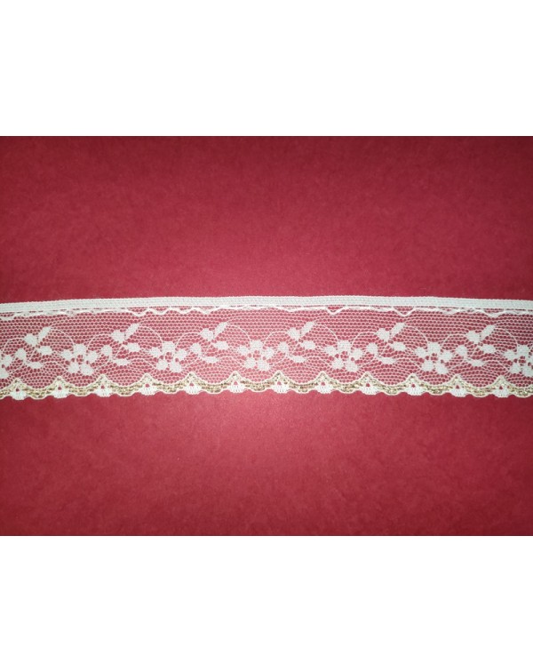 Encaje decorativo floral con filo oro