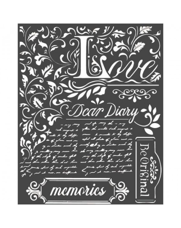 Stencil mix media cm 20x25 Dear Diary