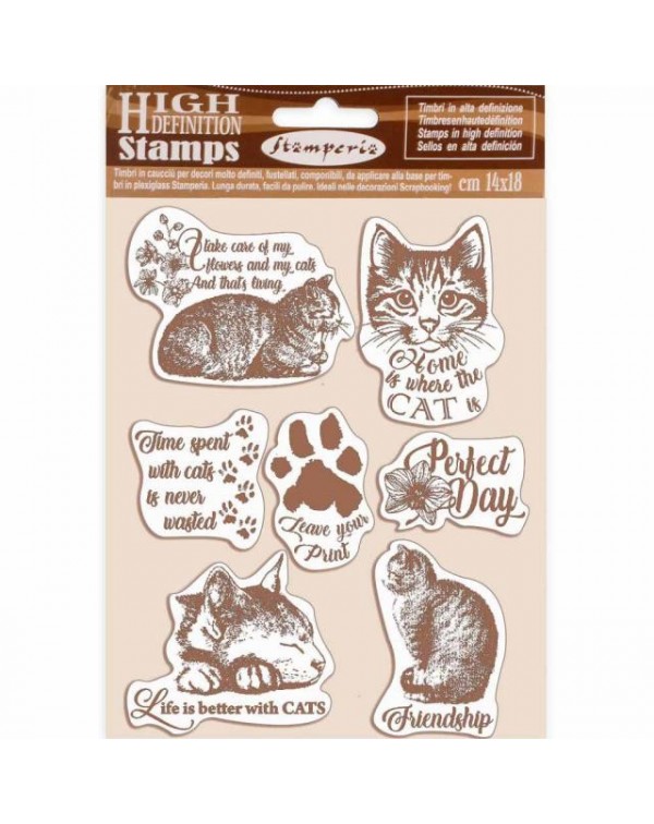 Sello Alta Defin. caucho cm. 14x18 Gatos