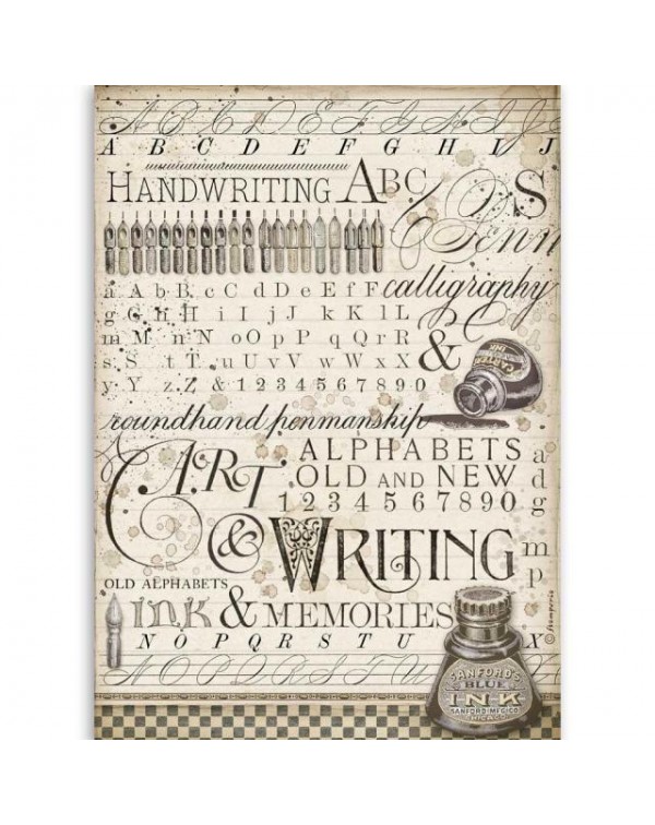 Papel de arroz A4 Boligrafos Vintage