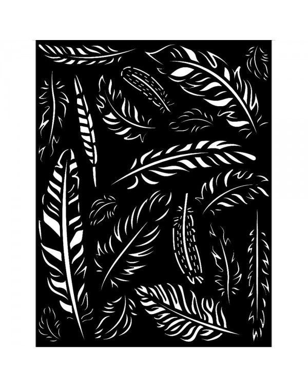 Stencil grueso 20x25 cm - Amazonia plumas