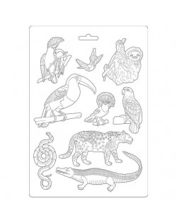 Molde flexible tamańo A4 - Amazonia animales