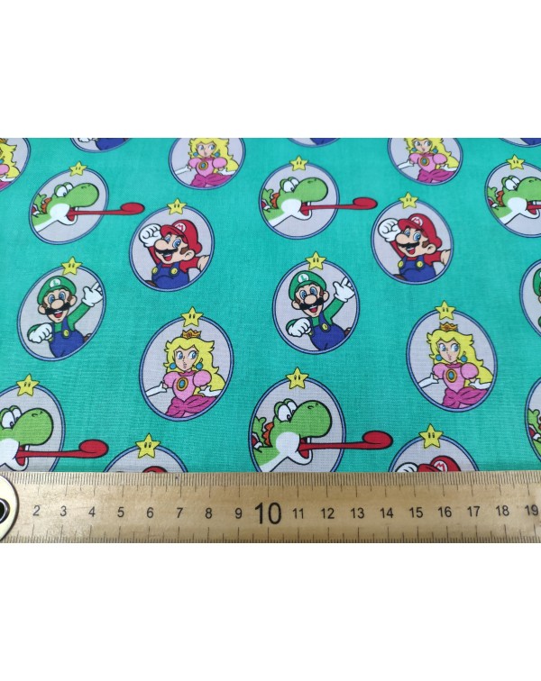 Tela Nintendo Mario y amigos  (25x110CM)