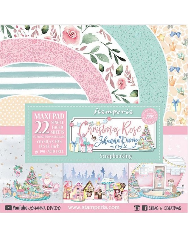 Colección 22 Papeles 12"x12" Navidad Rosa Johanna Rivero Colección 22 Papeles 12"x12" Navidad Rosa Johanna Rivero