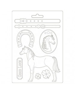 Molde flexible tamańo A4 - Romantic Horses caballo de pie