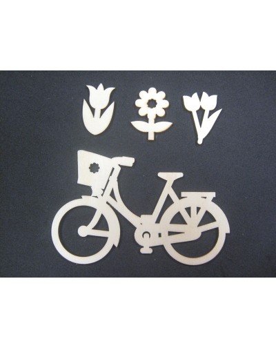 siluetas bicicleta y flores