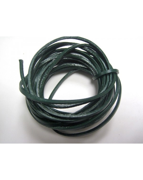 5 metros cuero plano 3 x 2 mm. verde