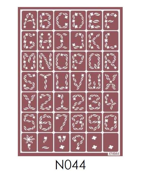 Plantilla adhesiva para estarcido Nº 18 Abecedario Plantilla adhesiva para estarcido Nº 18 Abecedario