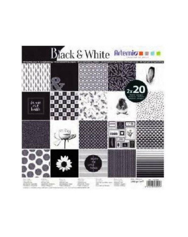 Bloc 40 hojas scrap Black & White
