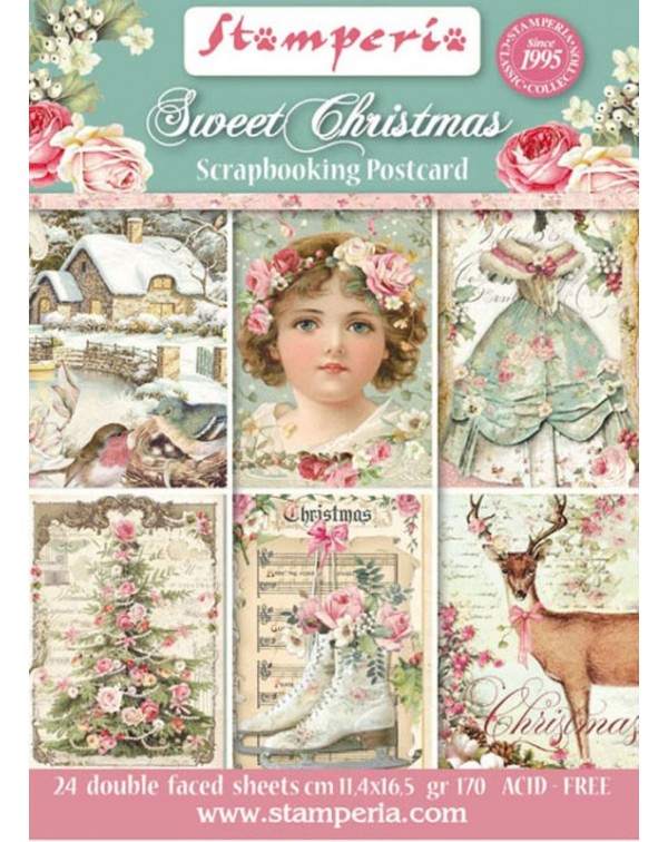 24 Tarjetas Sweet Christmas (4,5"x6,5") Stamperia SBBPC01
