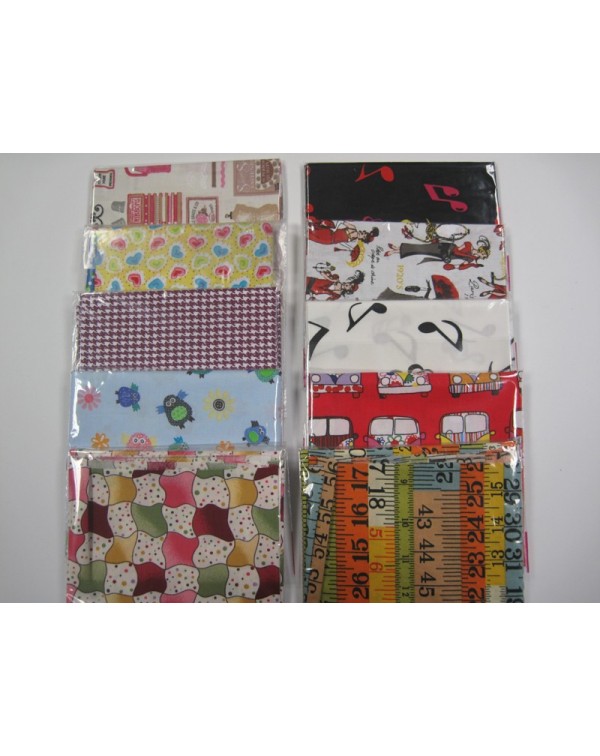 10 fat quarters 45 x 55 cm Marrones y neutros