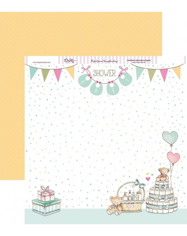 Papel para scrapbooking a dos caras “Baby shower” de Dayka Papel para scrapbooking a dos caras “Baby shower” de Dayka