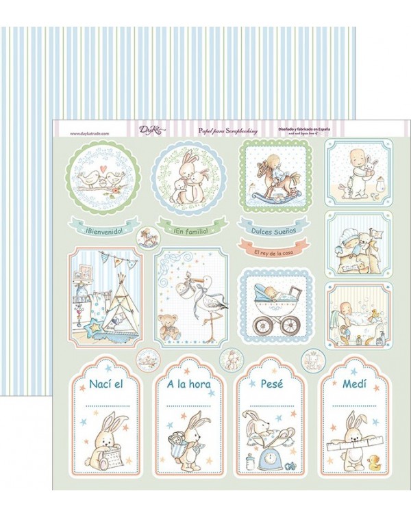 Papel scrapbooking a dos caras “Etiquetas mi percentil” de Dayka trade Papel scrapbooking a dos caras “Etiquetas mi percentil” de Dayka trade
