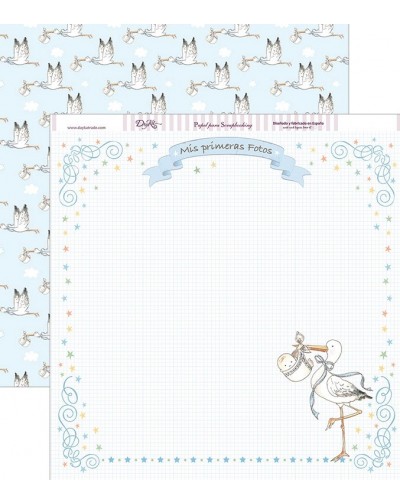 Papel scrapbooking a dos caras “Cartel mis primeras fotos” de Dayka trade