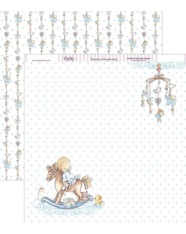 Papel scrapbooking a dos caras “Balancín con bebé dormido” de Dayka trade Papel scrapbooking a dos caras “Balancín con bebé dormido” de Dayka trade