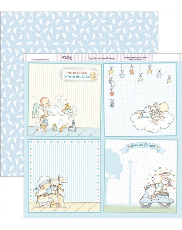 Papel scrapbooking a dos caras “Me encanta la hora del baño” de Dayka trade Papel scrapbooking a dos caras “Me encanta la hora del baño” de Dayka trade