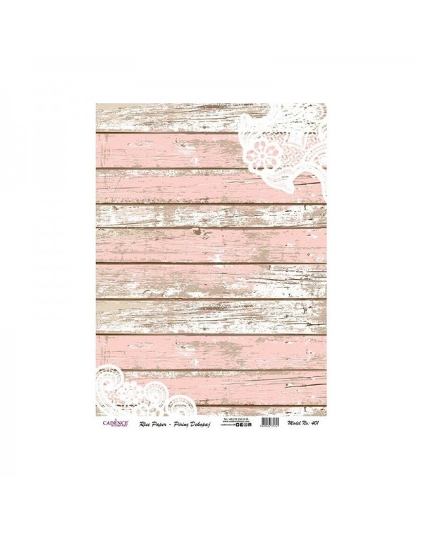 Papel de Arroz MADERA ROSA ENCAJE
