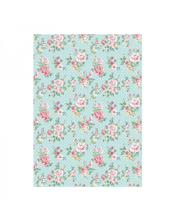 Papel de Arroz ROSAS EN FONDO AZUL