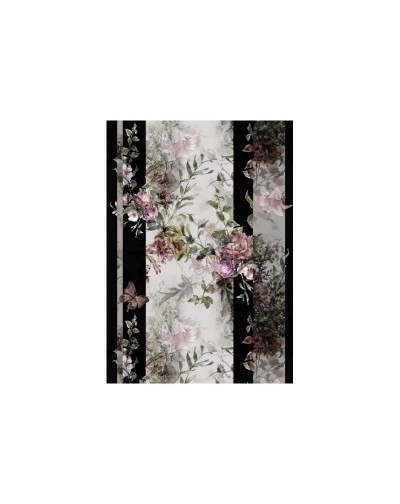 Papel de Arroz FLORES FRANJA NEGRA