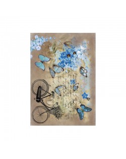 Papel de Arroz MARIPOSAS AZULES Y BICI