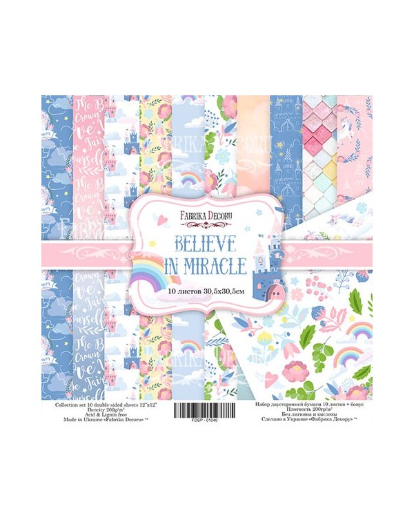 SET BELIEVE IN MIRACLE 10 PAPELES DOBLE CARA