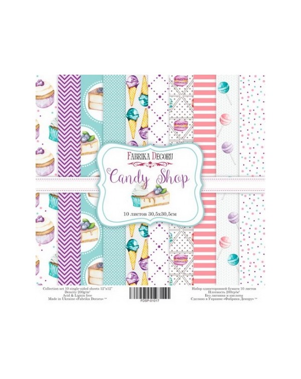 SET CANDY SHOP 10 PAPELES DOBLE CARA