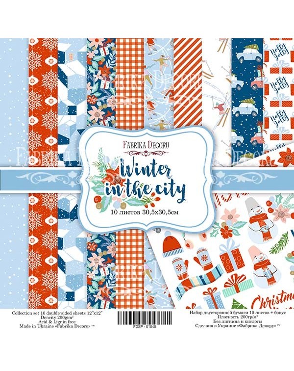 Set Winter in the city 10 PAPELES DOBLE CARA