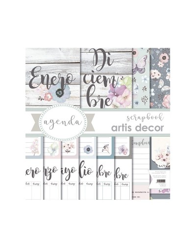 COLECCION PAPEL SCRAP 12X12" "AGENDA" 8 HOJAS