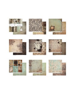 COLECCION PAPEL SCRAP 12X12" "STEAM TIME" 8 HOJAS.