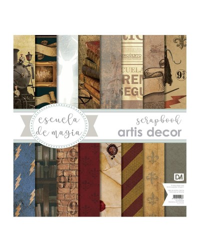 COLECCION PAPEL SCRAP 12X12 "ESCUELA DE MAGIA" 