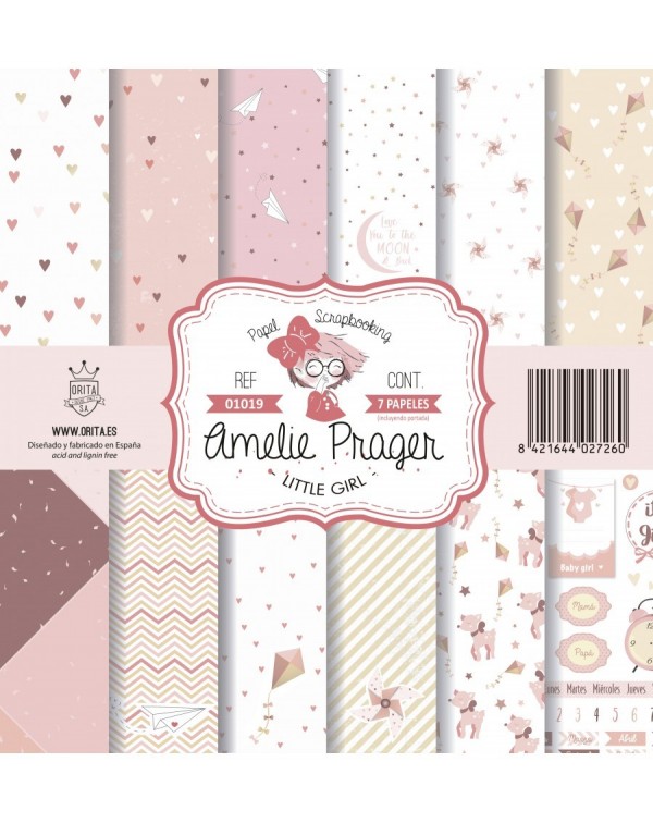 Amelie Little Girl (SET 6 PAPELES + PORTADA)