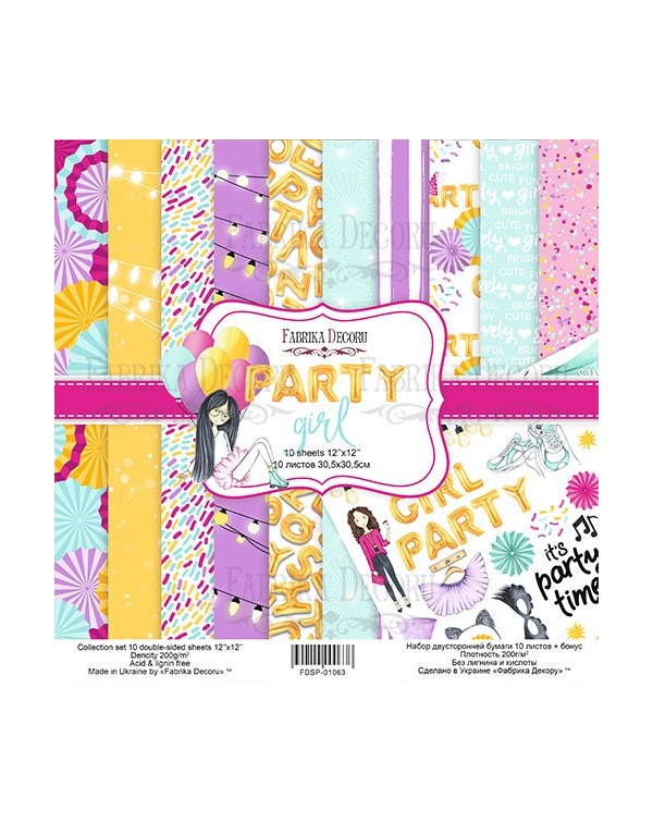 set Party girl 10 PAPELES DOBLE CARA