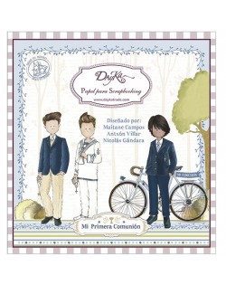 Colección papel comunion niño doble cara 24 hojas 20 x 20 cm Dayka SCP1008 