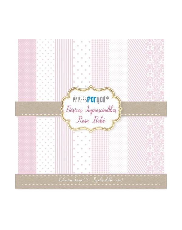 COLECCION 25 PAPELES SCRAP MINI ROSA BEBE