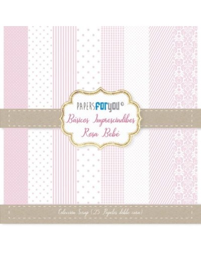 COLECCION 25 PAPELES SCRAP MINI ROSA BEBE