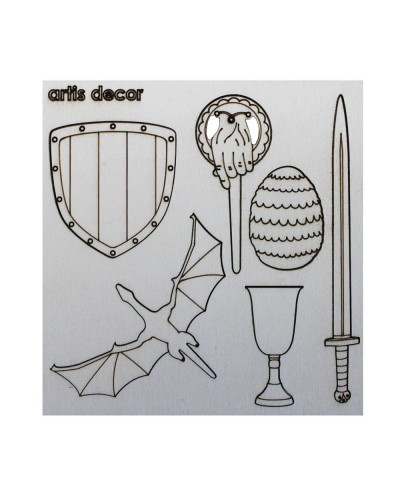 ELEMENTOS MADERA COLECCION HIELO Y FUEGO 16x17CM