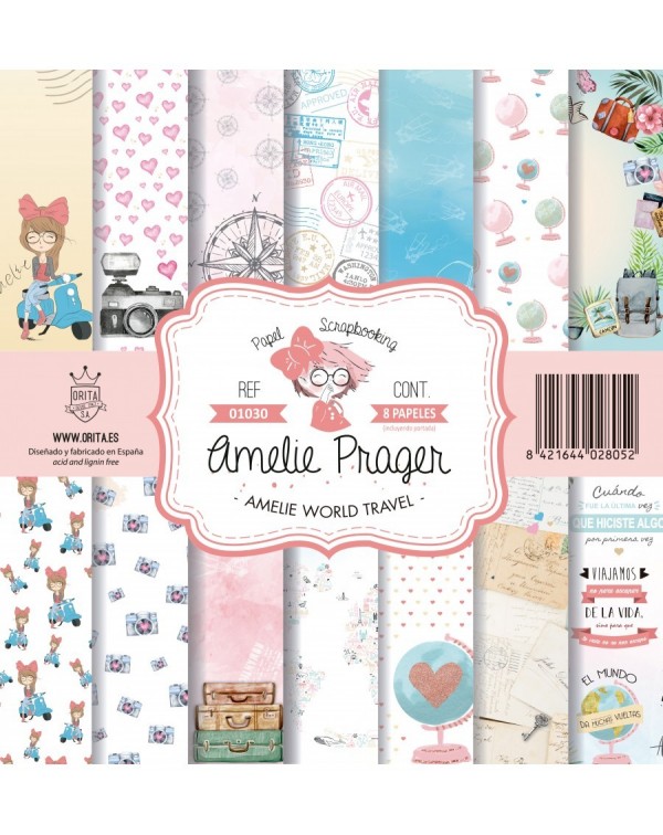 AMELIE WORLD TRAVEL (SET 7 PAPELES + PORTADA)