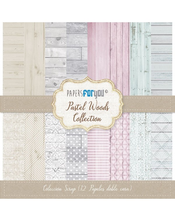 Coleccion 12 papeles pastel woods 