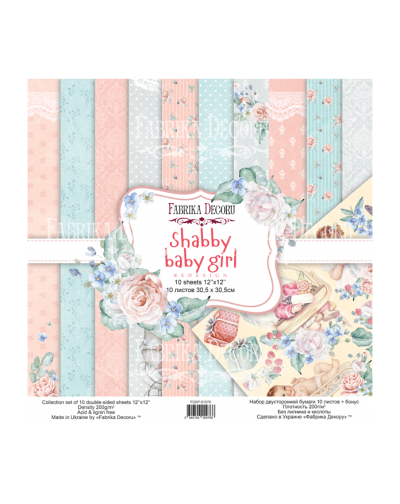 SET Shabby baby girl redesign 10 PAPELES DOBLE CARA